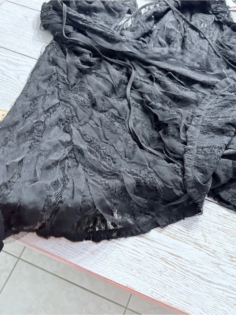 Free People Skirt size Large Maxi Black lace Layered A-Line side tie Worn once!
